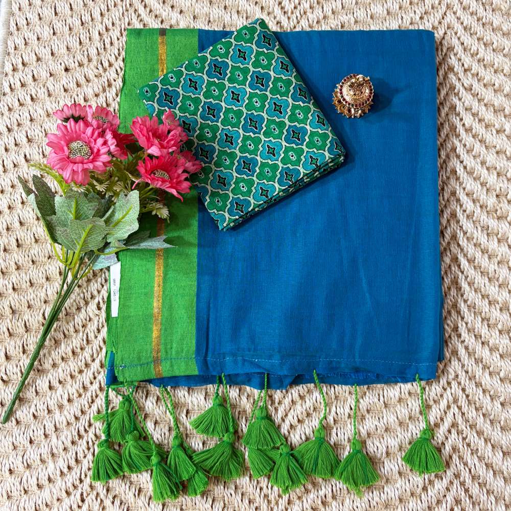 mul-cotton-saree-blue-color-green-border mul-cotton-saree-blue-color-green-border