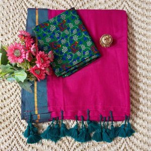 mul-cotton-saree-pink-color-green-border