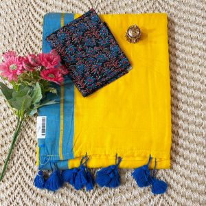 mul-cotton-saree-yellow-color-blue-border
